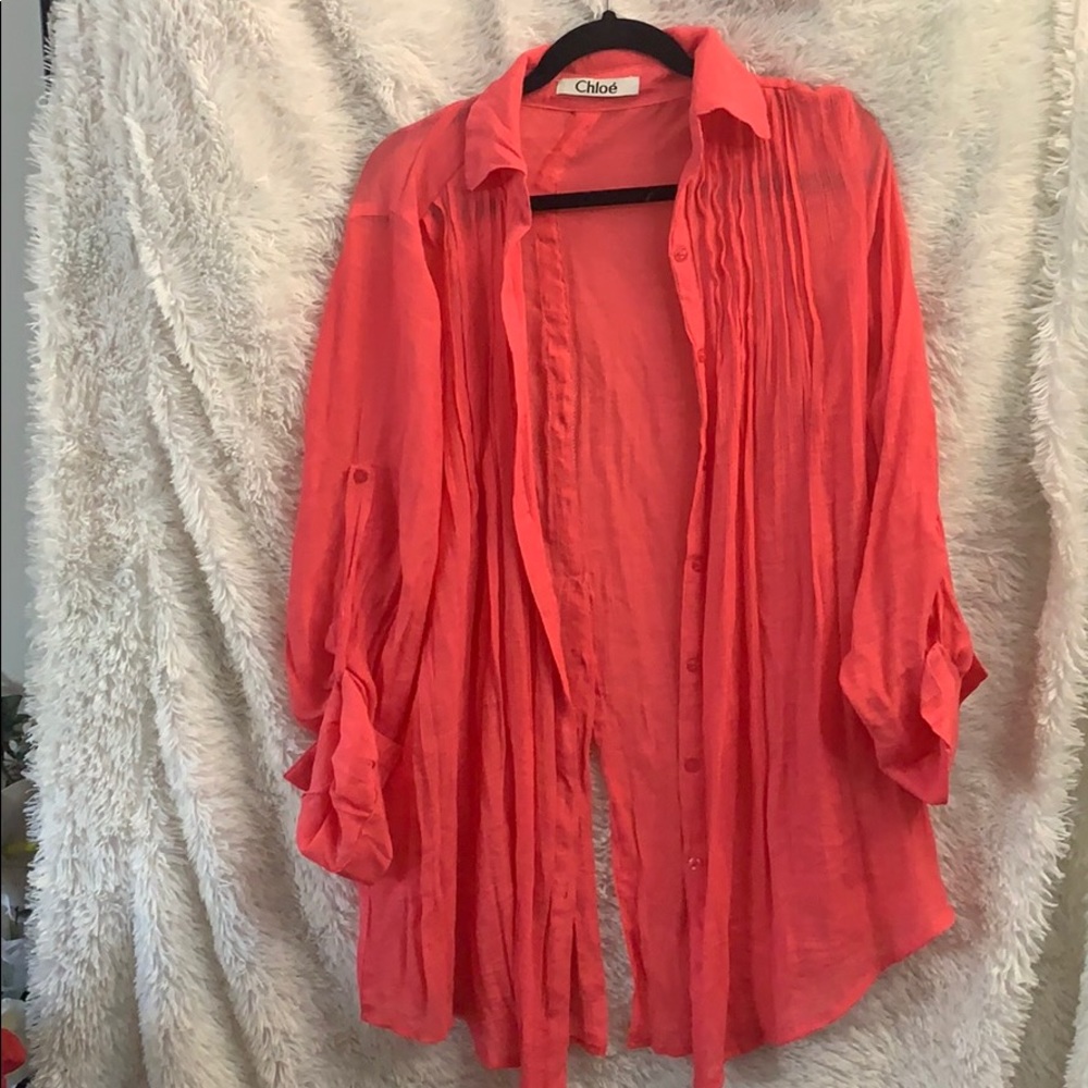 Button down shirt coral color
